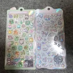 ボンボンドロップ ぷっくりシール 2枚 わんわんチュルキラ ねこねこ キラキラ