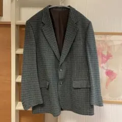 古着　青と黒のチェック柄 テーラードジャケット