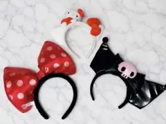 カチューシャ3点セット サンリオ ディズニー クロミ キティ ミニー