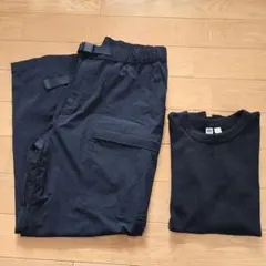 UNIQLO　479029 黒　S　ギアパンツ　カーゴパンツ　Tシャツ