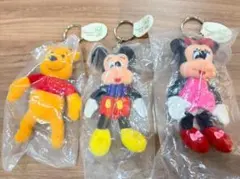 【未使用品】ミッキー ミニー プーさん ぬいぐるみキーホルダー3体セット