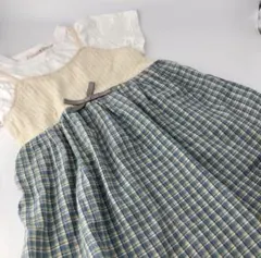 女の子　半袖　重ね着風　ワンピース　petit main 120