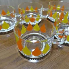昭和レトロ　しずく柄　グラス　５個セット