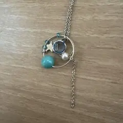 ターコイズとパールの星型ネックレス
