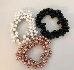 パールビーズヘアゴム3個セット