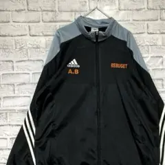 アディダス ジャージ　トラックジャケット　ブラック2XL ロゴ刺繍825