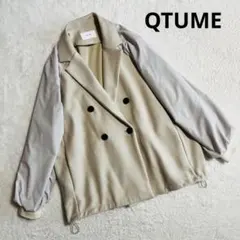 美品　QTUME ダブルブレスト　異素材切替　ジャケット　ゆったり　大きめ　M