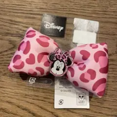ミニーマウス リボンヘアゴム　豹柄　ピンク