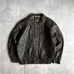 【90s vintage】レザーブルゾン　フライトジャケット　鹿革　本革　短丈