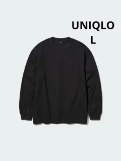 UNIQLO ユニクロ　ウォッシュコットンクルーネックTシャツ L　黒　ブラック