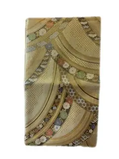 金色 花柄 袋帯