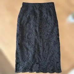 nano universe黒い花柄レースタイトスカート