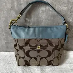美品✨COACH シグネチャーショルダーバッグ 11689水色 ヴィンテージ