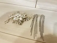 【セット】エレガント ヘッドドレス ピアス ウェディング