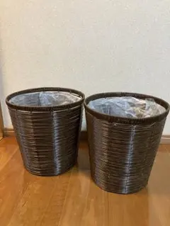 大鉢用　鉢カバー　ダークブラウン　茶色　大型　観葉植物用　2個セット
