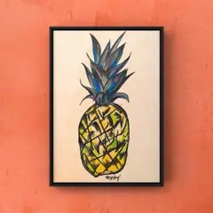 ★A4フレーム付き★オリジナル アートポスター Pineapple フルーツ