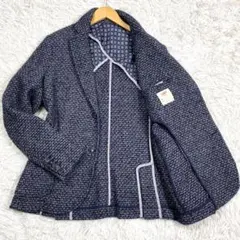 ✨専用✨BOBイタリア製 ツイードニットテーラードジャケット アルパカ ネイビーのサムネイル