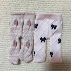 ハンドメイド　メルちゃん　タイツ　ピンクリボン