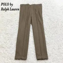 美品 ポロラルフローレン　ウールパンツ スラックス 85 ブラウン 千鳥格子
