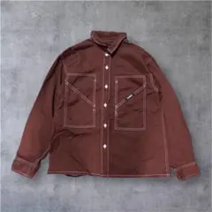 XLARGE ワークシャツジャケット ブラウン　ステッチデザイン S