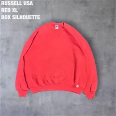 90s Russell USA製 無地スウェット 赤 XL 前V 美品
