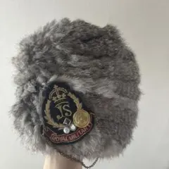 ラビットファー　帽子　グレー