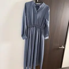 ストライプ 長袖 シャツワンピース 春先にぜひ