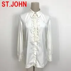 A5878 セントジョン 長袖シャツ ブラウス 綿 フリル 装飾 白 ４ M
