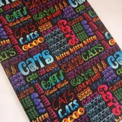 1m❁カラフル英文字　ねこcarter wauling シーチング