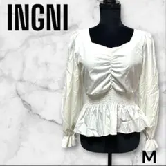 美品【INGNI】M シャーリングブラウス 白 イング