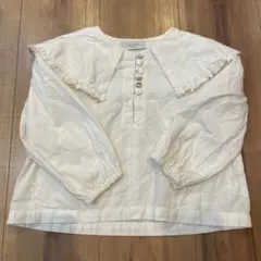 joue.coller ハンドメイド ホワイト長袖シャツ