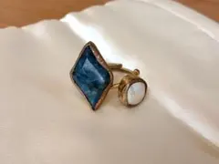 ★Biju mam★ビジュマム天然石リング2本セット♪ターコイズ&パールのサムネイル