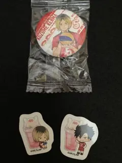 ハイキュー　音駒高校　孤爪研磨　黒尾鉄朗　缶バッジ　フレークシール