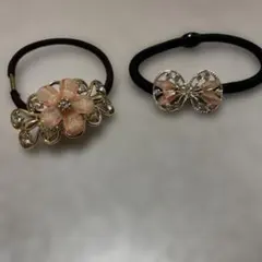 花　リボン　ヘアゴム2個セット