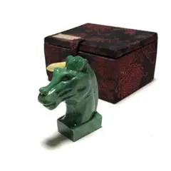 超美品』中国古美術 古玉 緑松石 熊鈕 印章 手彫り 小型 超希少 逸品 