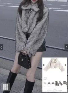 新品未使用【GRL】ビットファーショートコートon330 ミックス