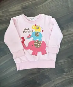Hot Biscuits 長袖トレーナー　ぞう柄100 ピンク