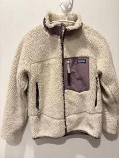 Patagonia フリースジャケット キッズ Mサイズ クリーム/パープル