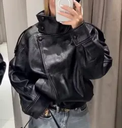 レザージャケットスタンドカラー