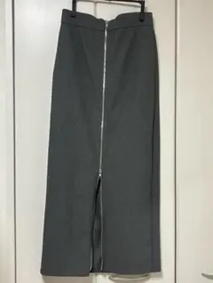GU ジーユー フロントジップ　ナローロングスカート グレー Mサイズ