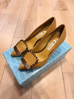 DIANA マスタード ポインテッドトゥパンプス　22cm