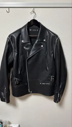 GU/UNDERCOVER ブラックレザーダブルライダースジャケット XL