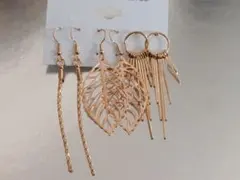 リーフデザイン ゴールド　ピアスセット　未使用