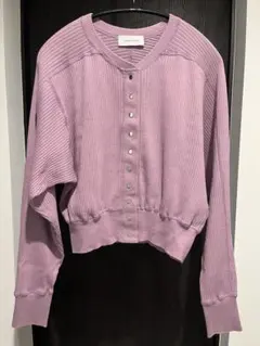 ADAM ET ROPE リブカーディガン 長袖 パープルのサムネイル