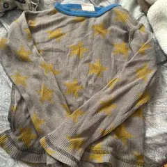 星柄長袖カットソー グレー