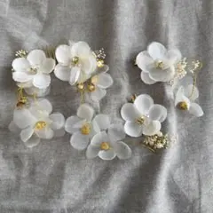 お花白かすみ草ヘッドパーツヘアアクセサリーヘッドドレスブライダル結婚式前撮り