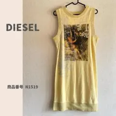 DIESEL Y2K ノースリーブ切替 グラフィック タンクトップ　イエロー　S