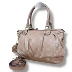 GUCCI グッチ スーキー 2WAYトートバッグ ピンク GGエンボス レザー