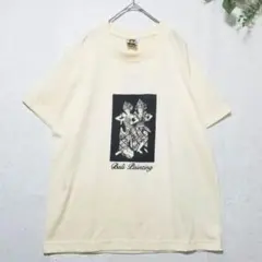 スパラシバリ (L) アイボリー バリ絵柄プリントTシャツ ゆったりサイズ