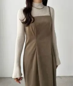 ベロア調Iラインキャミワンピース